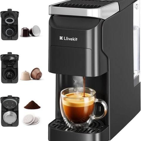 NESPRESSO LLIVEKIT machine à capsules, 20 Bar Kompatibel avec Nespresso, Dolce Gusto, ESE Pads & Kaffeepulver
