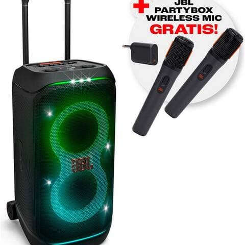 JBL Set: PartyBox Stage 320 + Gratis-microphone-Set (UVP 129,99) Party-enceinte (Bluetooth, 240 W)