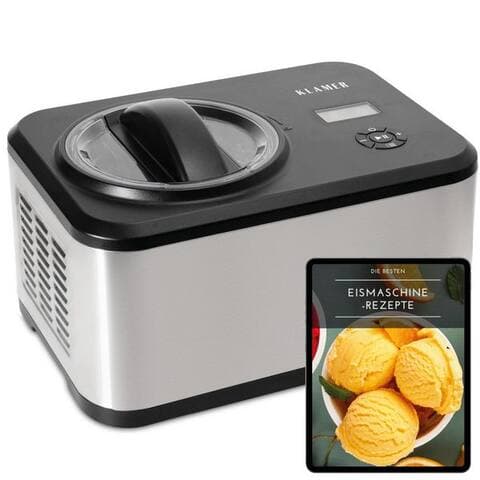 Klamer KLAMER sorbetière avec Kompressor 1,5L 120W, Edelstahl, Speiseeis Maschine, Kühlfunktion, 1,5 l, 120 W,