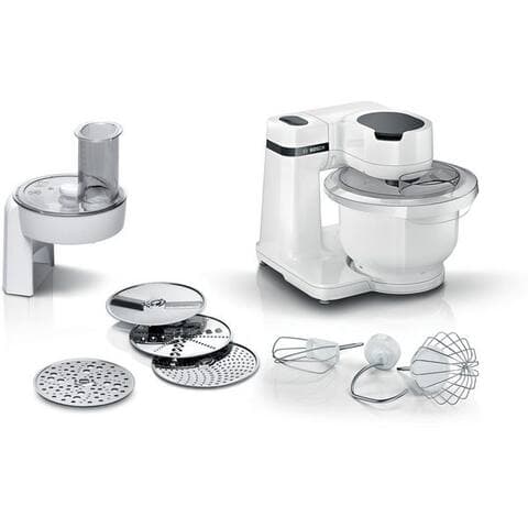 BOSCH robot de cuisine Serie 2 MUM2SAW01, Kunststoffschüssel, Durchlaufschnitzler, 700 W, 3,8 l Schüssel,