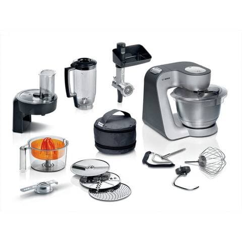 BOSCH robot de cuisine MUM5935B Durchlaufschnitzler, 3 Scheiben, blender, silber, 1000 W, 3,9 l Schüssel,