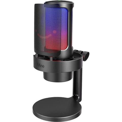 Fifine FIFINE microphone USB microphone Gaming Kondensator PC Podcast Studio microphone, avec RGB-commande, Stummschalter,