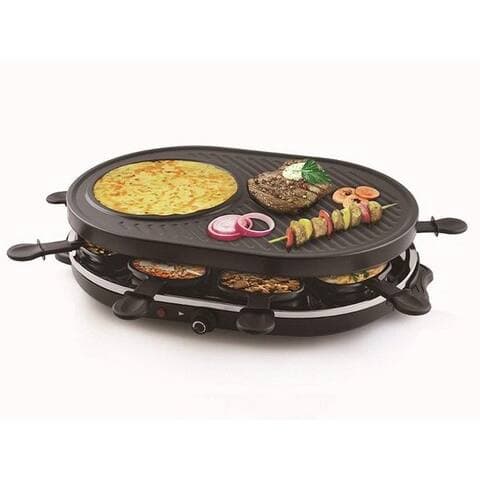 Tristar Tristar raclette, 8 raclettepfännchen, 1200 W, Gerät pour 2-8 Personen, ovaler Elektro Tischgrill groß