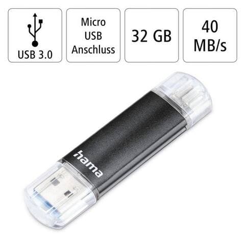 Hama Hama Laeta Twin, USB 3.0 clé USB (USB 3.0, Lesegeschwindigkeit 40 MB/s)