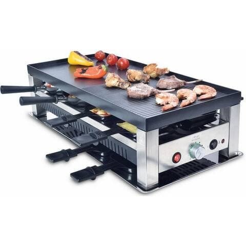 Solis SOLIS OF SWITZERLAND raclette Typ 791, 8 raclettepfännchen, 1400 W, 5in1: raclette, Tischgrill, Crépe, Mini