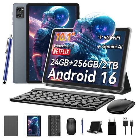 Tabwee TABWEE 10" Android 16 256GB WiFi incl. clavier, souris, Stift tablette (10", 256 GB, Android16, Android 16,