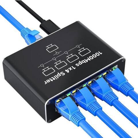Bundviel Betviel switch 1 auf 2/1 auf 4 avec USB-C Netzkabel 1000Mbps Netzwerk Netzwerk-switch