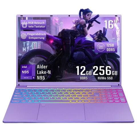 Longevince LONGEVINCE 16" ordinateur portable, FHD écran, N95 CPU, 180° Scharnierdesign ordinateur portable (40,64 cm/16