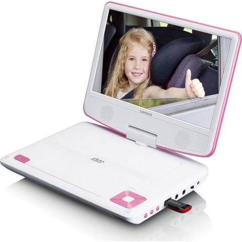 Lenco Lenco DVP-920PK Portabler DVD-Player (HD-résolution, tragbarer 9 pouces Kinder DVD-Player pour Auto avec USB