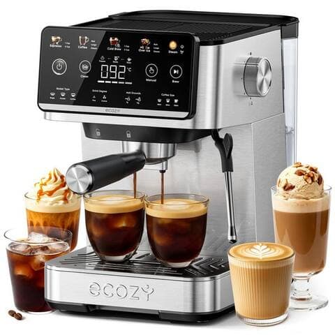 Ecozy eCozy Espressomaschine avec mousseur à lait, Interaktiver tactilescreen, 4-in-1 machine espresso pour
