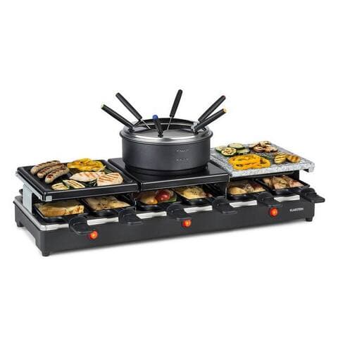 Klarstein Klarstein raclette et Fondue-Set Fonduelette XL 3-in-1 raclette Fondue Naturstein 1650W 12 Personen,