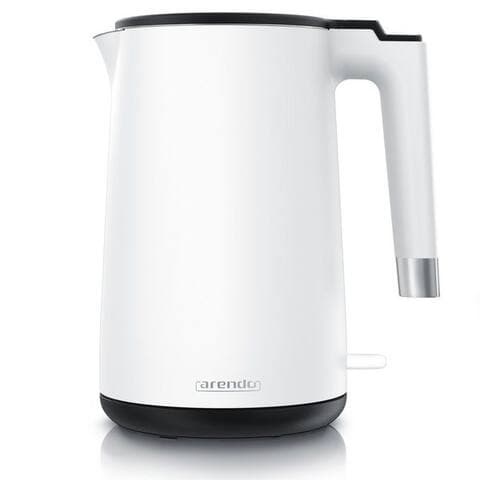 Arendo Arendo bouilloire aus Edelstahl, 360° manette, Doppelwand-Design, weiß matt, 1,5 l, 2000 W, Teekocher,