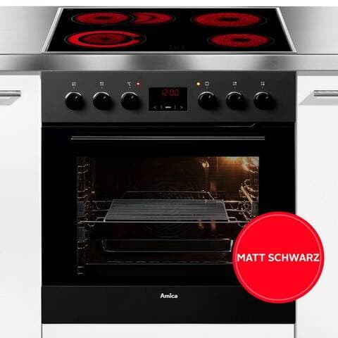 AMICA Elektro-Herd-Set EHC 12921 SM, avec Backauszug, Steam Clean, Komfortables Kochen et Backen avec leichtem et