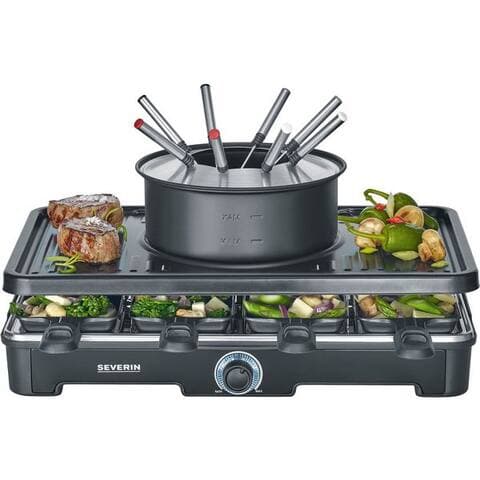 Severin Severin raclette et Fondue-Set RG 2347, 8 raclettepfännchen, 1400 W