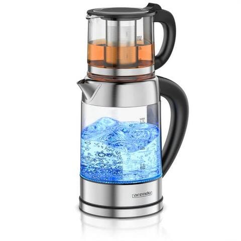Arendo Arendo bouilloire aus Glas & Edelstahl, avec Temperatureinstellung et Teesieb, Teekocher, 1,7 l, 2200 W,