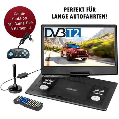 Reflexion Reflexion DVD1424 Portabler DVD-Player (DVB-T2 HD Tuner, intégréer Akku, 12V Auto Adpater, Game-Disk)