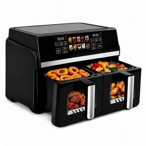 Nettlife Nettlife air fryer Air fryer XXL Dual Zone 2 Kammern 10L 13-in-1 Sichtfenster tactilescreen, 2200 W, SYNC &