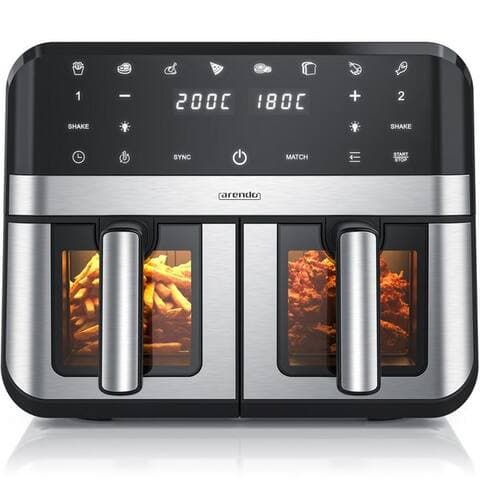 Arendo Arendo air fryer XXL Doppelkammer Airfryer 9L, Dual Zone, Sichtfenster avec Beleuchtung, 2400 W, avec