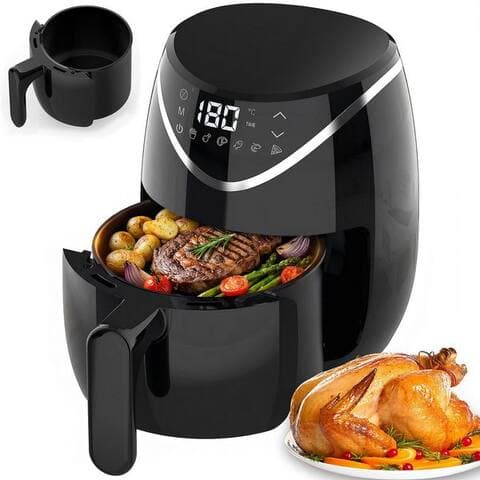Oyajia oyajia air fryer 2,8 l kleiner digitaler Airfryer, 6 Programme, platzsparend, kompakt, zum Backen, Aufwärmen,