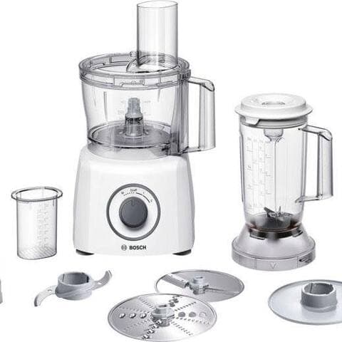 BOSCH robot de cuisine MultiTalent 3 MCM3200W, 800 W, 2,3 l Schüssel, Schneid-Raspel-Wendescheibe, Schlagscheibe,