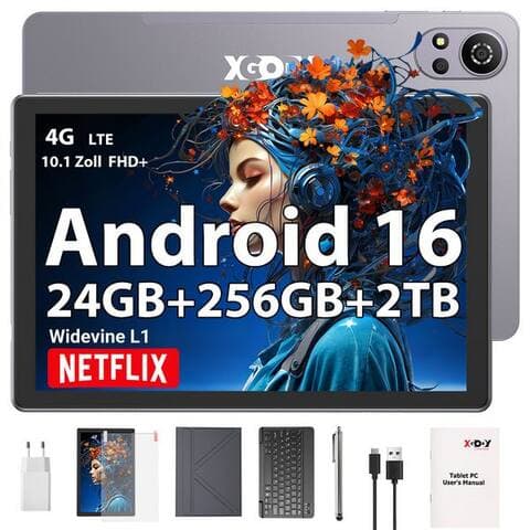 Xgody XGODY N05 Pro VIP (2SIM-4GLTE) avec clavier, LEDertasche et Ladegerät tablette (10.1", 256 GB, Android 16, 2G