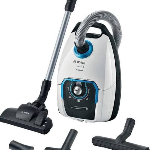 BOSCH aspirateur traîneau Serie 8 ProSilence BGB75XSIL, Hygiene-Filter, 10 Jahre Motorgarantie, 650 W, avec Beutel,