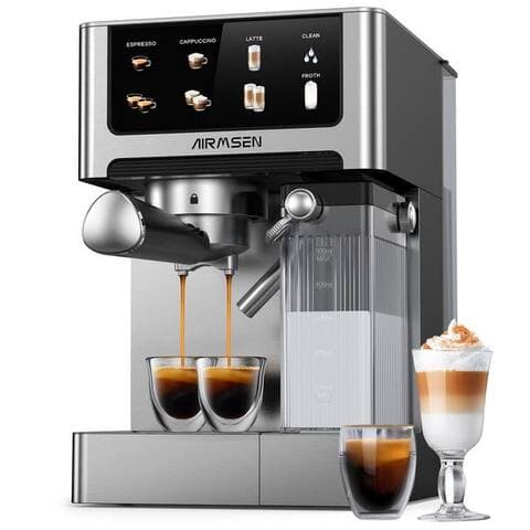 Airmsen Airmsen Espressomaschine 20 Bar avec automatischem mousseur à lait pour Zuhause,1.8L Wassertank,