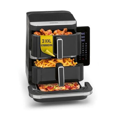 Gourmetmaxx GOURMETmaxx air fryer GOURMETmaxx Heißluft-friteuse 2800W Noir Doppelkorb vertikal 4l + 6l avec Pizzafach,