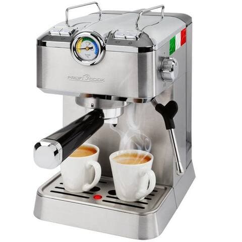 Proficook ProfiCook Espressomaschine PC-ES-KA 1267, Espressopumpe 20 bar, 2 Siebträger, Dampfdüse