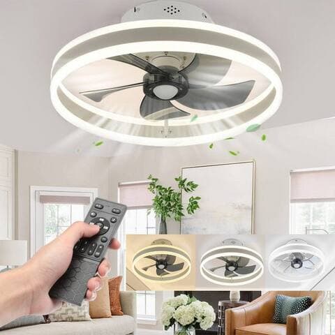 Oyajia oyajia Deckenventilateur 50W Deckenluminaire Dimmbar, Leise Deckenventilateur 6 Geschwindigkeiten, LED