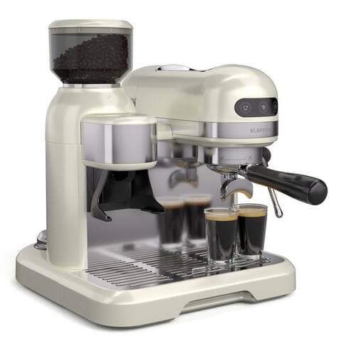 Klarstein Klarstein Espressomaschine Bella Café Espresso Vintage Mahlwerk 19 bar 1550W 200g 2 Tassen Milch, 1.4l