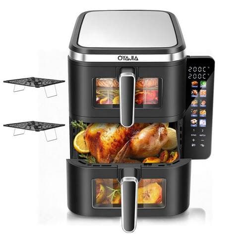 Oyajia oyajia air fryer air fryer Doppelkammer, 11 L DUAL ZONE, Sichtfenster, avec Beleuchtung, 4 Kochstufen, 2