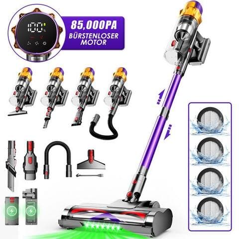 Hiazurm Hiazurm Akku-Hand-et aspirateur balai Akku aspirateur,85000Pa/2.8L/70min OLED-écran aspirateur sans fil, 3