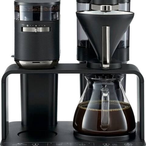 Melitta Melitta machine à café avec Mahlwerk 1024-01, 1l Kaffeekanne, Papierfilter 1x4, Noir/Doré, 360°rotierender