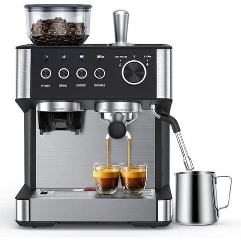 Cowsar COWSAR Espressomaschine avec Mahlwerk & mousseur à lait – 15 Bar Pumpendruck, 30 Mahlgrade,