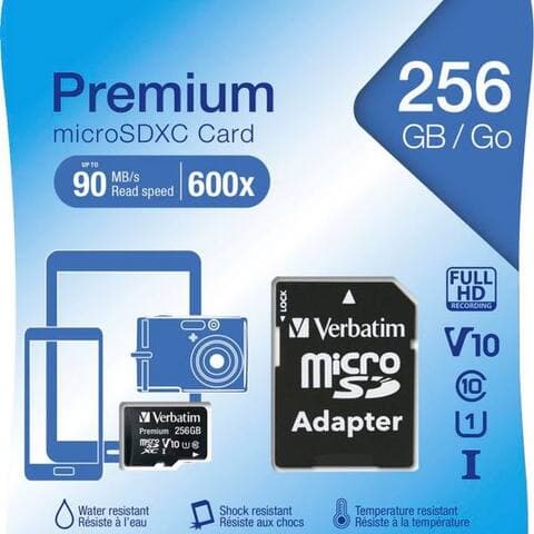Verbatim Microsdxc Verbatim microSDXC 256GB carte mémoire (256 GB, Class 10, 90 MB/s Lesegeschwindigkeit)