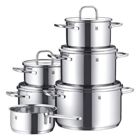 WMF Topf-Set Inspiration Induktion, Kochtopf Set avec Glasdeckel, Cromargan® Edelstahl Rostfrei 18/10 (Set,