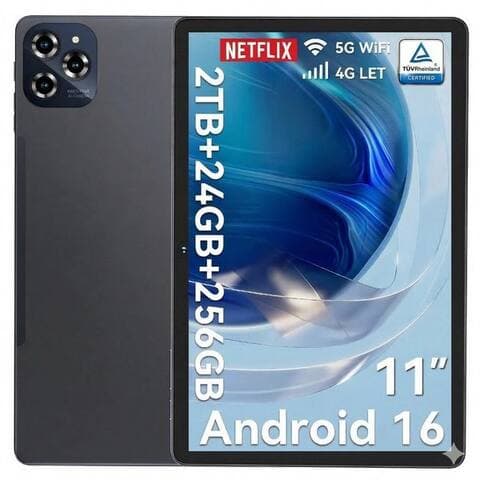 Tabwee TABWEE W90 11'''4G LTE 8000 mAh Akku 256 GB [Upgrade Android 16 Via OTA] tablette (11", 256 GB, 4G LTE, FHD