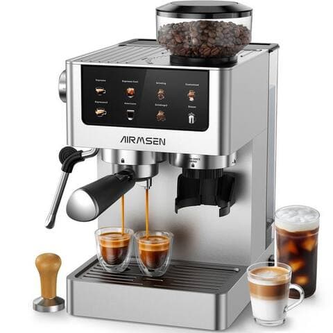 Airmsen Airmsen Espressomaschine avec intégréer Mahlfunktion,20 Bar,Cold Brew, Individuell einstellbare Mahlmenge &
