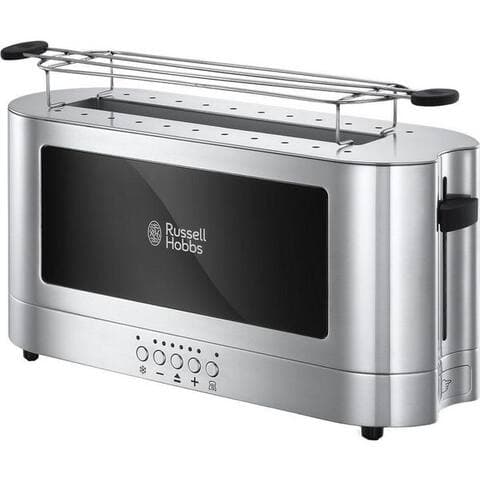 Russell RUSSELL HOBBS grille-pain Elegance 23380-56, 1 langer Schlitz, 1420 W, Glas/Edelstahl, inkl Brötchenaufsatz,
