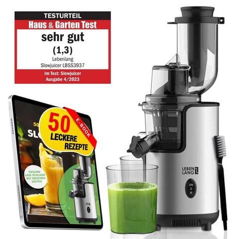 Lebenlang Lebenlang Slow Juicer centrifugeuse pour Obst & Gemüse I Inkl. Rezeptbuch avec 50 Rezepten I, 200,00 W, I 2