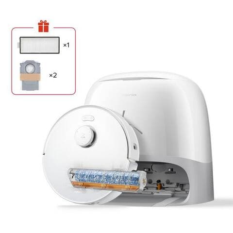 ROBOROCK robot aspirateur Qrevo Curv 2 FlowX, White, 65 W, avec Beutel, Automatische Teppichschutz‑Walzenklappe