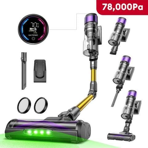 Ultenic Ultenic Akku-aspirateur balai Akkuaspirateur,78000PA/650 W/Zero-Tangle-Bodenbürste, 650,00 W, beutellos,