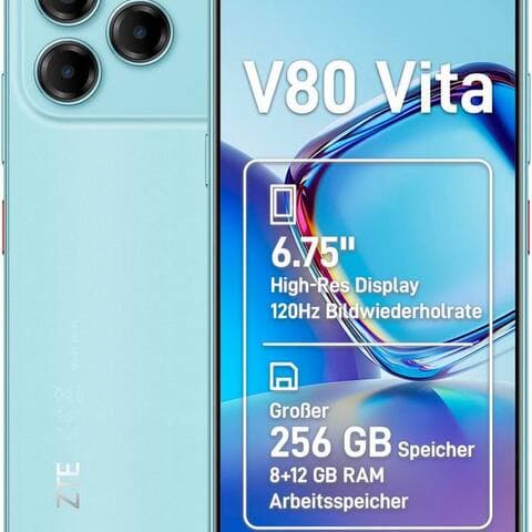 ZTE Blade V80 Vita smartphone (17,14 cm/6,75 pouces, 256 GB Speicherplatz, 50 MP caméra)