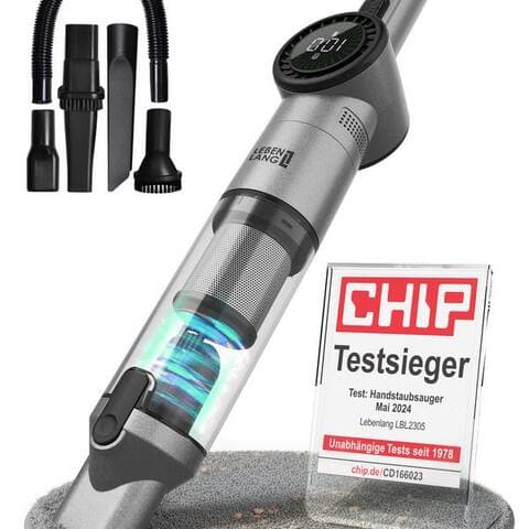 Lebenlang Lebenlang Akku-aspirateur à main sans fil - Kompakter Akkuaspirateur I, 135,00 W, I Beutellos I, 17000PA avec