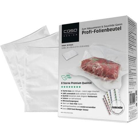 Caso Caso Vakuumierbeutel 1219, 20 x 30 cm, Zubehör pour alle handelsüblichen Balken sous-vide, 50 Stück