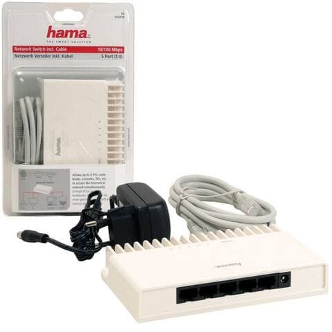 Hama Hama 5-Port Netzwerk switch LAN Verteiler Hub Weiß Netzwerk-switch (schnell Fast Ethernet 10/100 Mpbs 5x RJ45