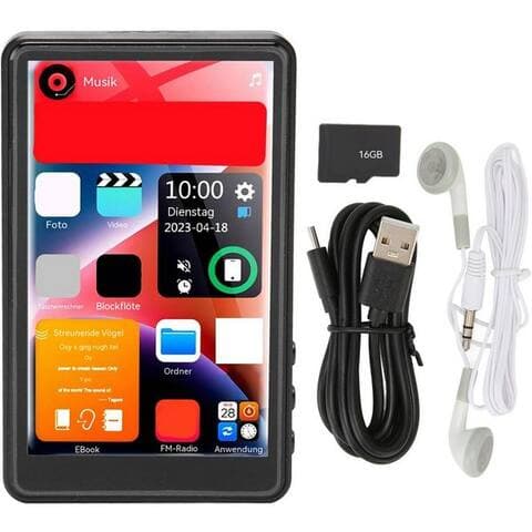 Topcony ToPCony 16GB MP3 Player Bluetooth 5,0 avec 4" TFT Farbécran HiFi musique baladeur MP3 (16 GB, Bluetooth,