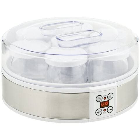 Homcom HOMCOM yaourtière Joghurtmaschine avec Timer, Joghurt-Maker avec Temperatur-Einstellung, 7 Portionsbehälter,
