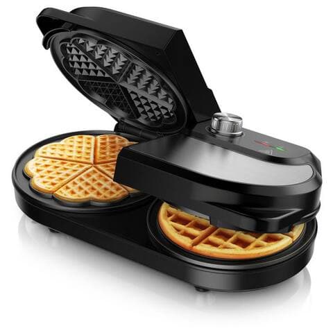 Arendo Arendo gaufrier Duo-Waffelautomat avec 2x Waffelplatten (Belgische Waffeln & Herzform), 1400 W, Stufenloser